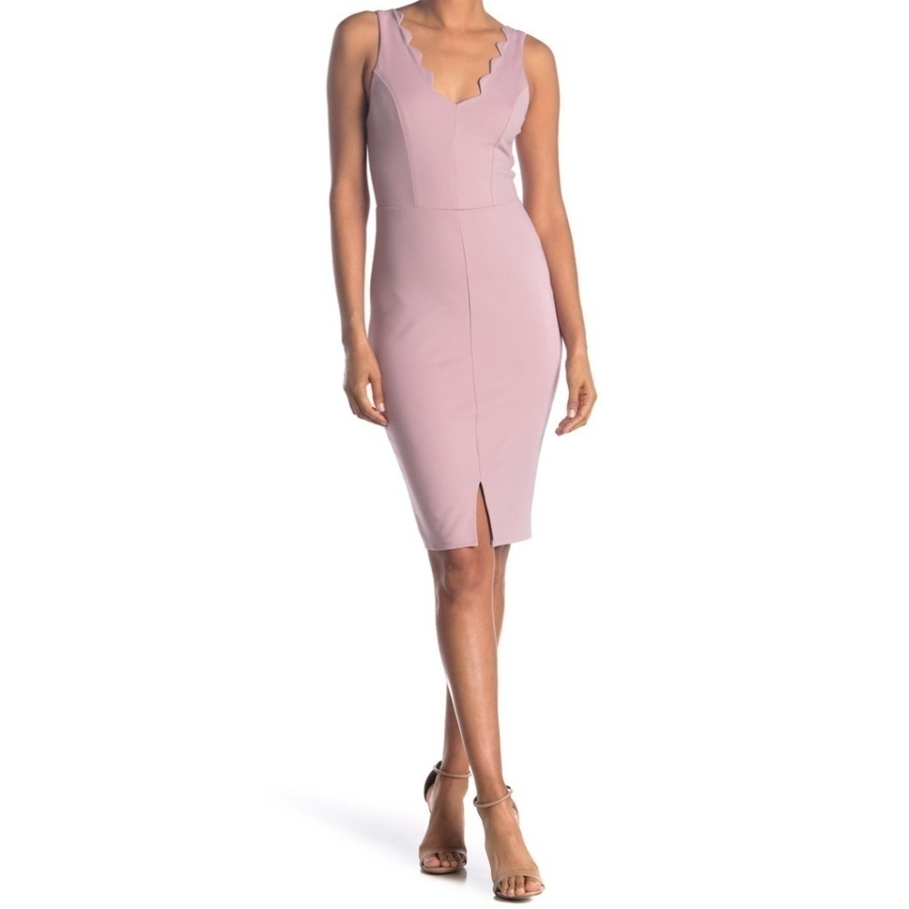 Max & Ash Scalloped Fit & Flare Midi Sleeveless Dress